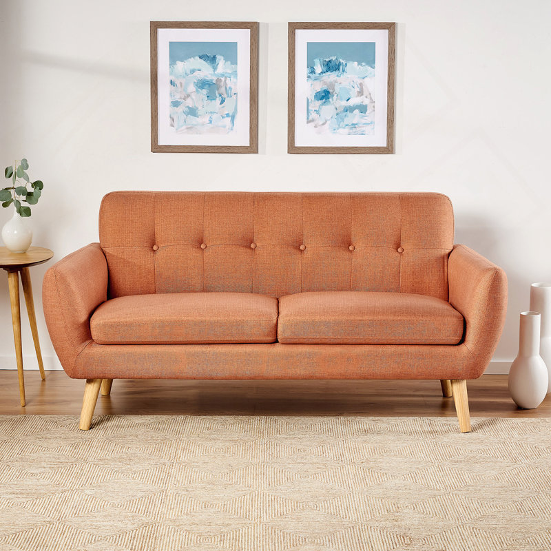 Mirsade 67.25" Flared Arm Loveseat, Loveseat, Modern Sofa, Accent Sofa, Burnt Orange 