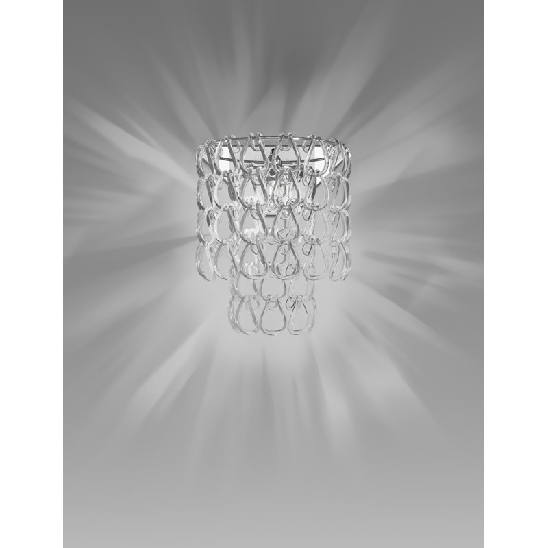 Minigiogali Wall Lamp 2 Black Glossy Chrome E26 Ul, Matte Bronze, 14" H x 14" W x 14" D, Crystal Transparent