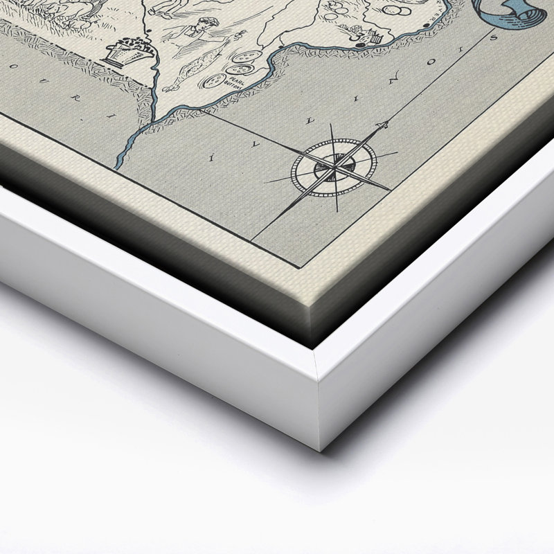Carte illustrée de l'Iowa, Canevas, Encadrement blanc, H 16 po x l 20 po