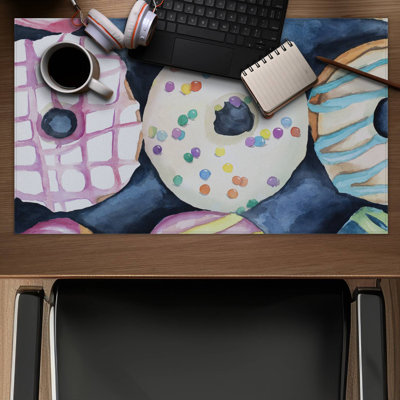 Watercolor delicious looking doughtnuts - 14.00"x24.25" Desk mat