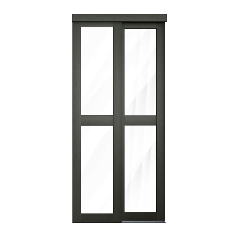 36 po x 80 1/2 po Porte coulissante transparente 2-Lite, gris urbain, Gray, 36" x 80.5"