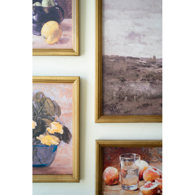 Framed Gallery Wall Prints – Coordinated Still Life Artwork Collection with Fruit, Florals, and Landscape, Set of Five