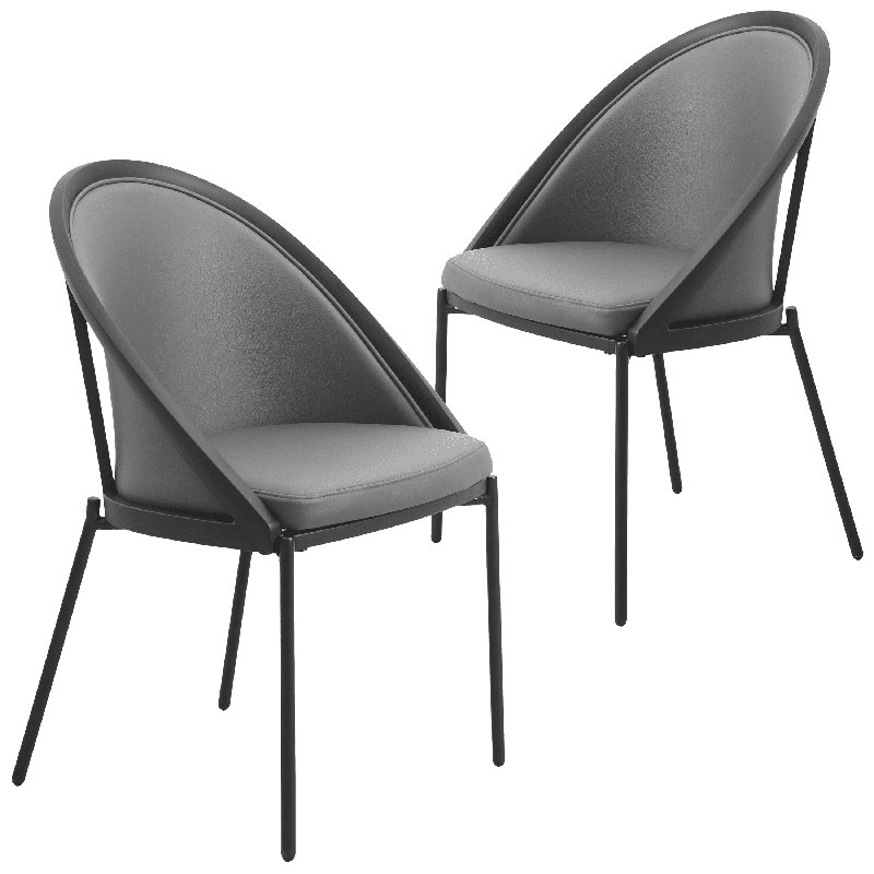 Urbane Modern Upholstered Dining Chair In Vinyl With Curved Back Design For Home And Kitchen Arm Chair, Charcoal Vinyl