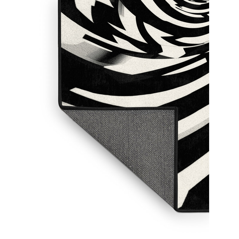 Tapis doux et moelleux à motif géométrique moderne audacieux et éclectique Adlai, Rond 4 pi