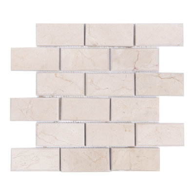 2"x4" Calacatta Brick Pattern Polished Marble Mosaic
