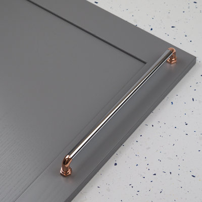 Polished Chrome & Copper Industrial D-Bar Handles