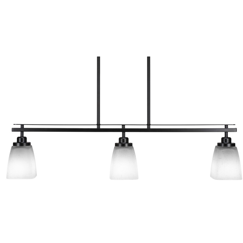 Agnon 3 Light Island Light Shown With 4.5" Square Glass, Blanc, Noir mat