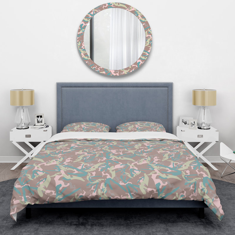 Ensemble de housse de couette en microfibre brun / rose / bleu 3 pièces