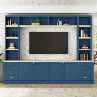 Meuble audio-vidéo 4 pièces avec tablettes réglables, meuble télé avec tablettes pour téléviseur de 75 po ou moins