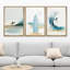 «Coastal Beach Sun Sand Surf», planche de surf bleu clair et océan encadré nautique, impression sur toile 3 pièces-91874942-91874943