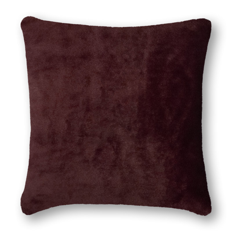 Faux Fur Reversible Throw Pillow, Wine