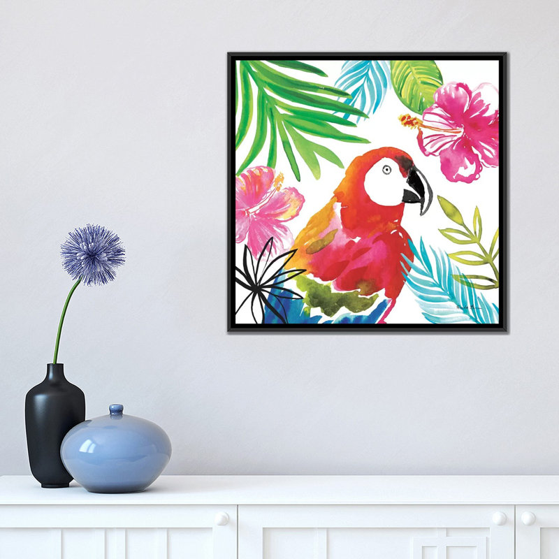 « tropicana iii », impression sur toile, H 18 po x l 18 po x P 1,5 po, Toile encadrée noire, Pas de tapis
