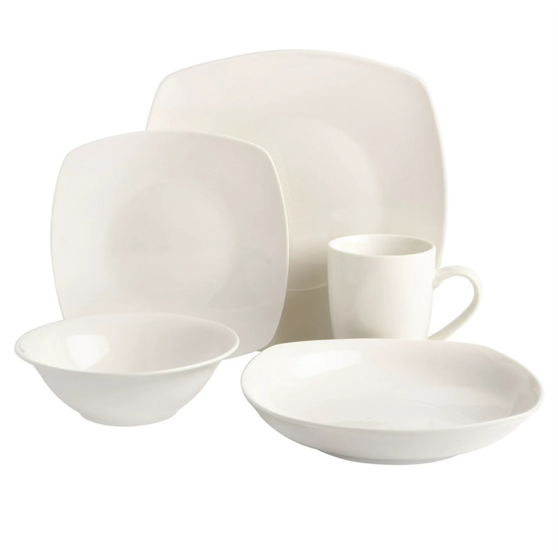 Gibson Home Liberty Hill Porcelain 30-Piece Square Dinnerware Set