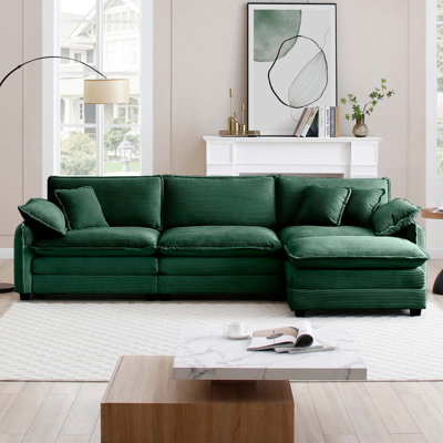 Modern Sofaoversize 3-Seater Sofa With 1 Footrest, L-Shaped Sectional Sofa With Ottoman  Living Rooms, Corduroy Sofa