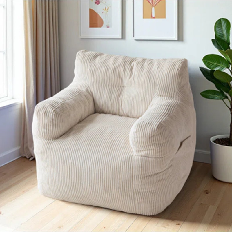 Fauteuil à billes en velours côtelé, Velours côtelé beige