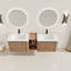 Meuble-lavabo mural de 68 po avec lavabo en céramique blanche et tablettes de rangement et 1 porte à fermeture en douceur, emballage KD, contreplaqué-582760428
