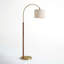 Lampadaires arqués pour salon en bois de noyer massif avec télécommande et ampoule ambre