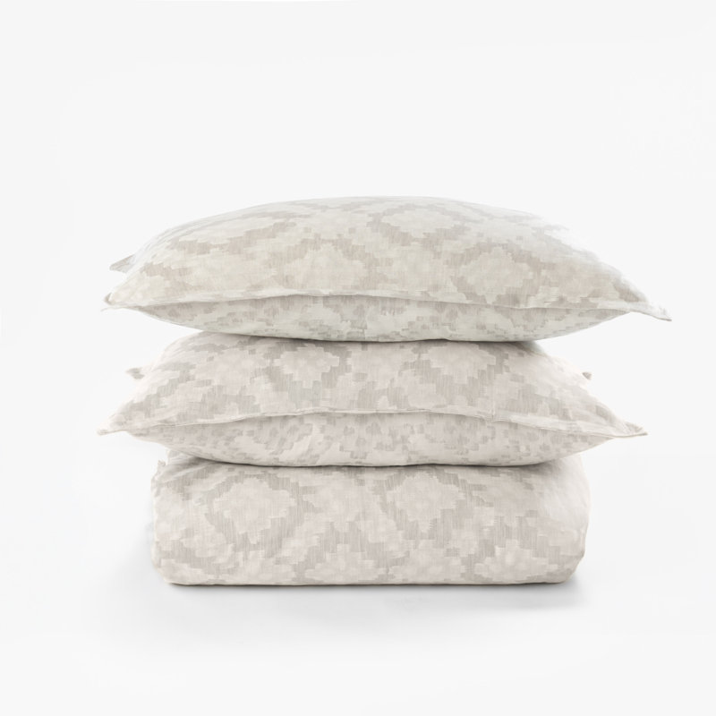 Dawson Duvet Cover Set, Gray, Twin Duvet Cover + 2 Standard Shams