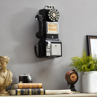 Ryan Bros. American Retro 1950's Payphone with Coin Bank (Black）