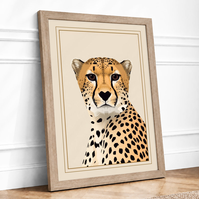 Cheetah's Gaze Modern - Framed Print, A4 - 29.7 x 21.0 cm, Oak