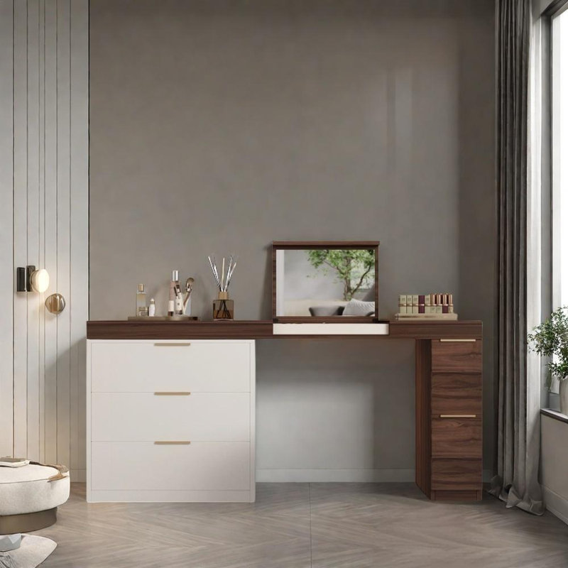 Multi-Purpose Bedroom Dresser, Walnut/Warm White
