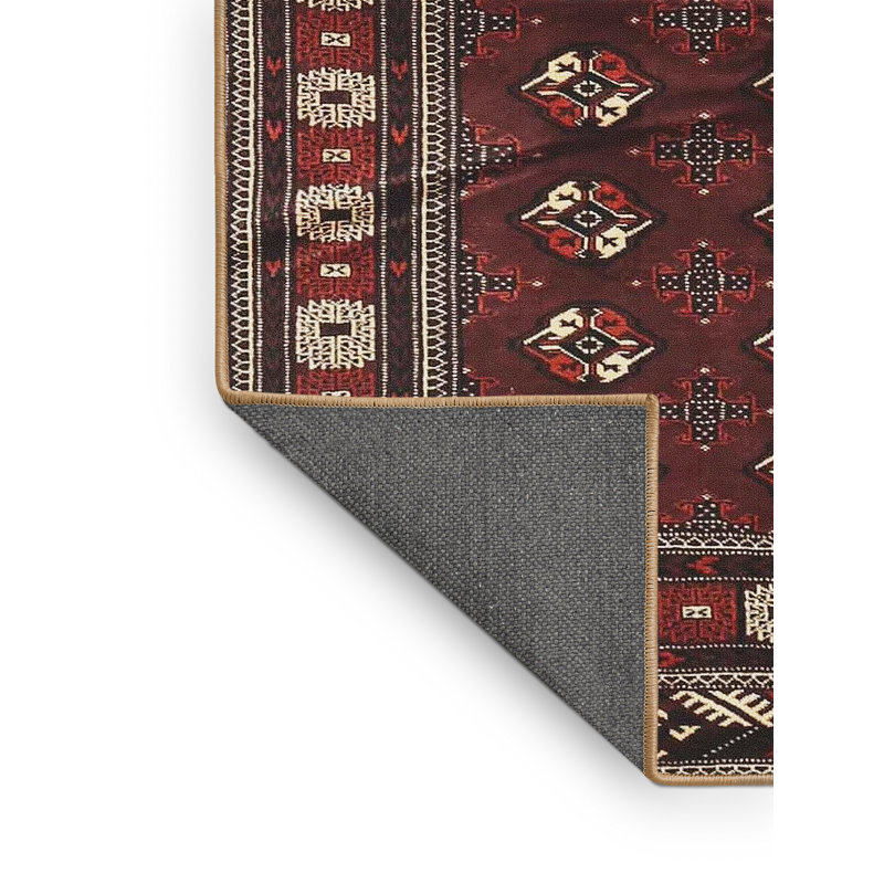 Tapis noir/rouge traditionnel Toya, Rectangle 2 pi x 5 pi