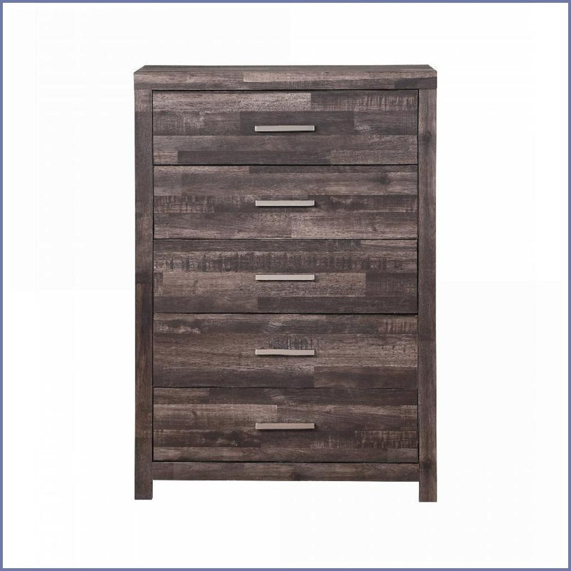 Commodes à 5 tiroirs en cerisier foncé rustique classique | Brun foncé | Bois synthétique