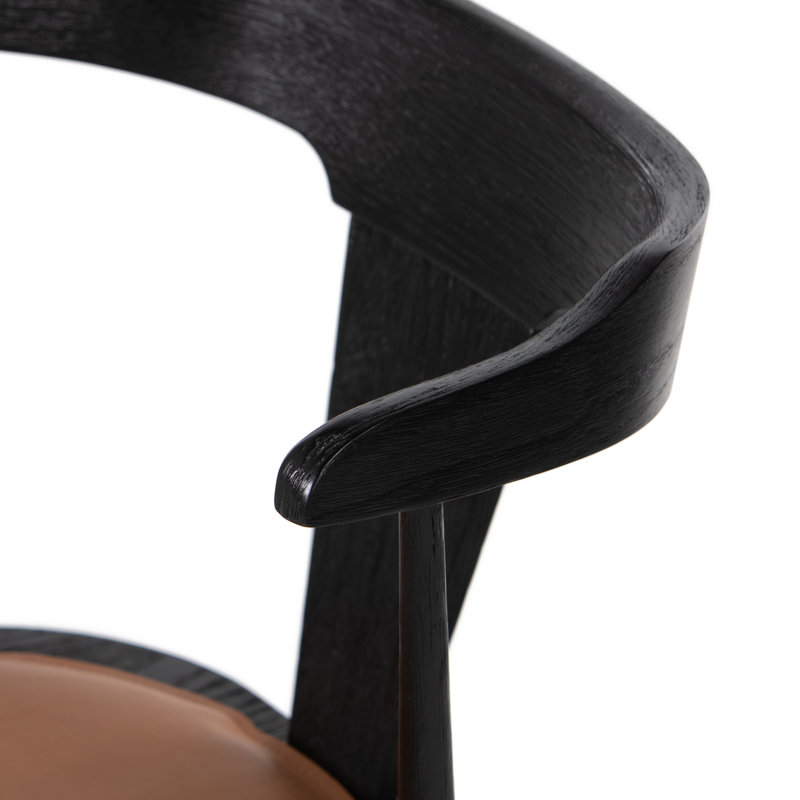 Ripley Dining Chair with Cushion, Black Oak, Whiskey Saddle