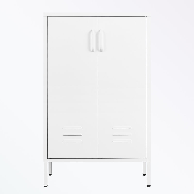 Armoire de rangement à 2 tablettes de 25,59 po de large Raciel, Blanc