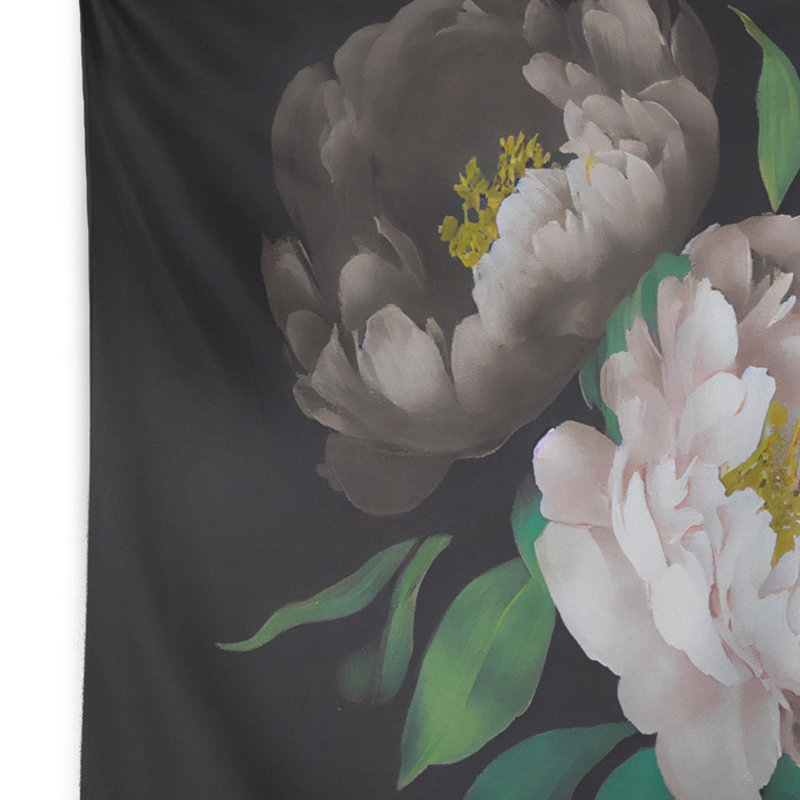 Tapisserie pivoine blanche sur polyester III, H 50 po x l 60 po