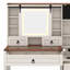 Ensemble de coiffeuse avec miroir lumineux coulissant Farmhouse, coiffeuse en verre avec station de charge, ensemble de meuble-lavabo 4 tiroirs 2 armoires avec tabouret-79513560