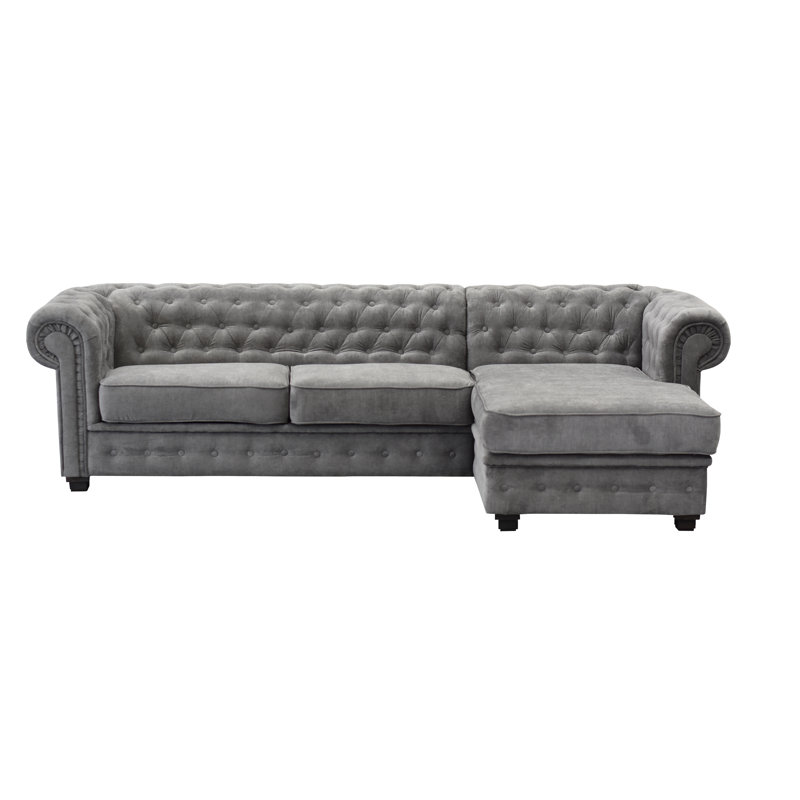 Allegra Chesterfield Corner Sofa, Right Hand Facing, Dark Grey