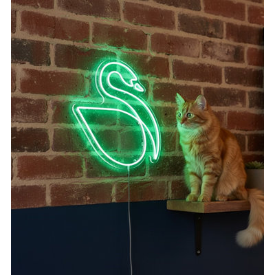  | Enseigne néon Swan Design | Fabriqué avec des tubes néon flexibles durables qui émettent une lueur verte vive et maintiennent la luminosité pour plus de 50 000 heures de fiabilité | 25 x 23 | Vert