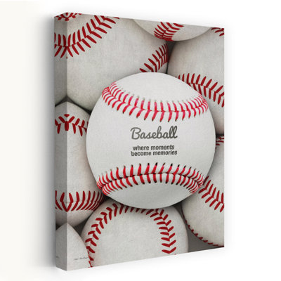 Baseball - Where Moments deviennent des souvenirs - équipement de sport de baseball contemporain rouge Stitches Art