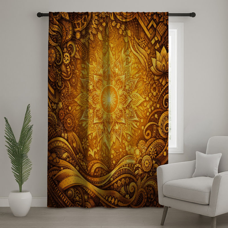 Rideaux de fenêtre mandala complexes, voilages et rideaux occultant - 1 panneau, 50" x 80" - 1 Panel, Transparent