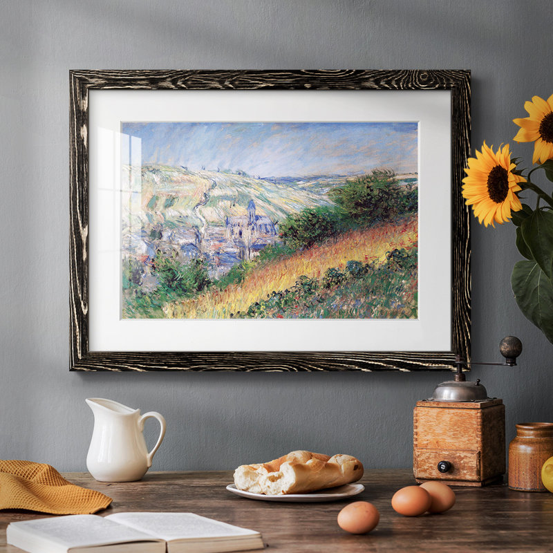 Vue de Vetheuil, impression sur papier encadrée, Noir, H 22 po x l 32 po