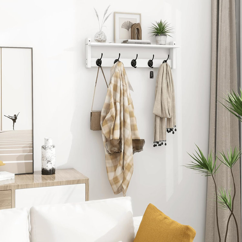 Portemanteau mural avec rangement, Blanc/Noir