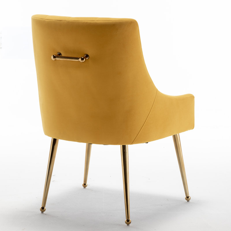 Chaise d'appoint en velours beige Baudel, Jaune