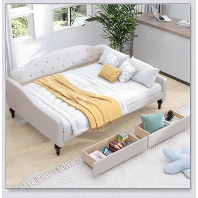Upholstered Tufted Daybed With Two Drawers by Mercer41