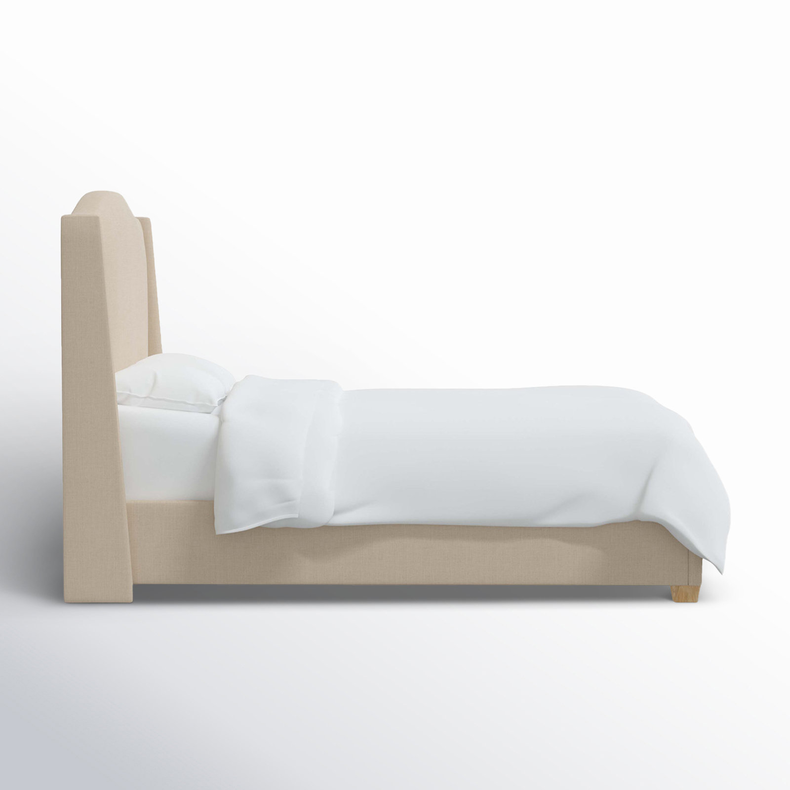 Allis Wingback Platform Bed, King, Classic Linen Linen