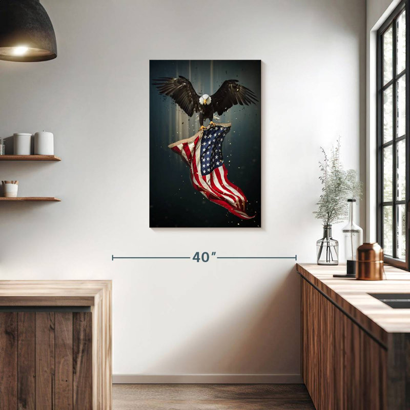 Borges Eagle And American Flag, 36" H x 24" W