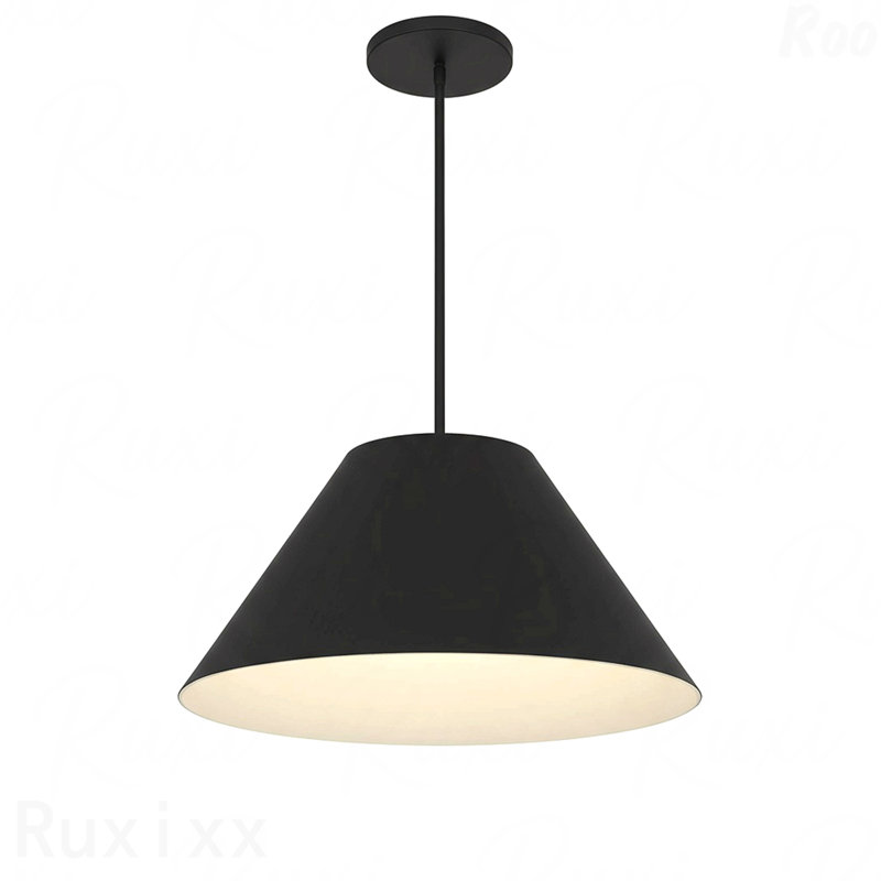 Luminaire suspendu à DEL de 22 pouces de diamètre, finition noire, H 11 po x l 22 po x P 22 po, Noir