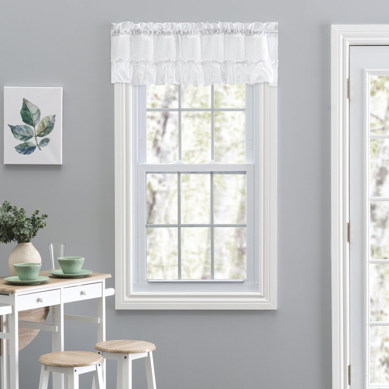Ellis Ruffled 54'' W Window Valance, White