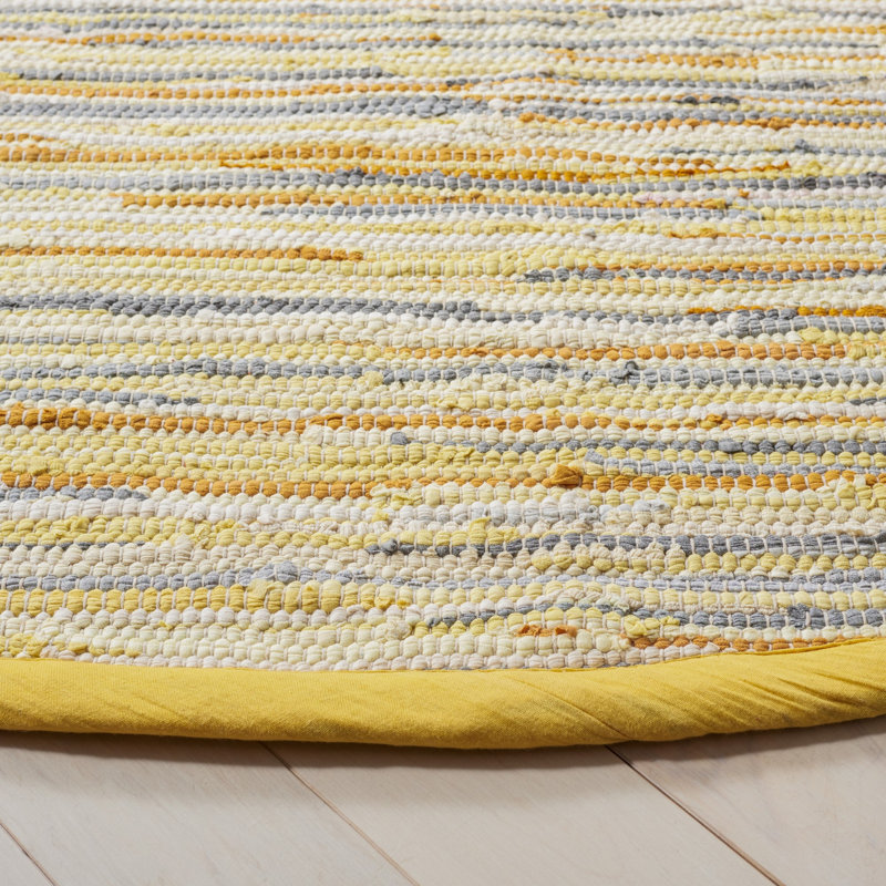 Burkett Rug Hand Woven Cotton Abstract Rug, Round 6'