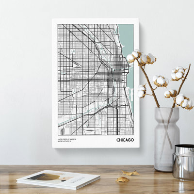 Map Chicago USA - Wrapped Canvas