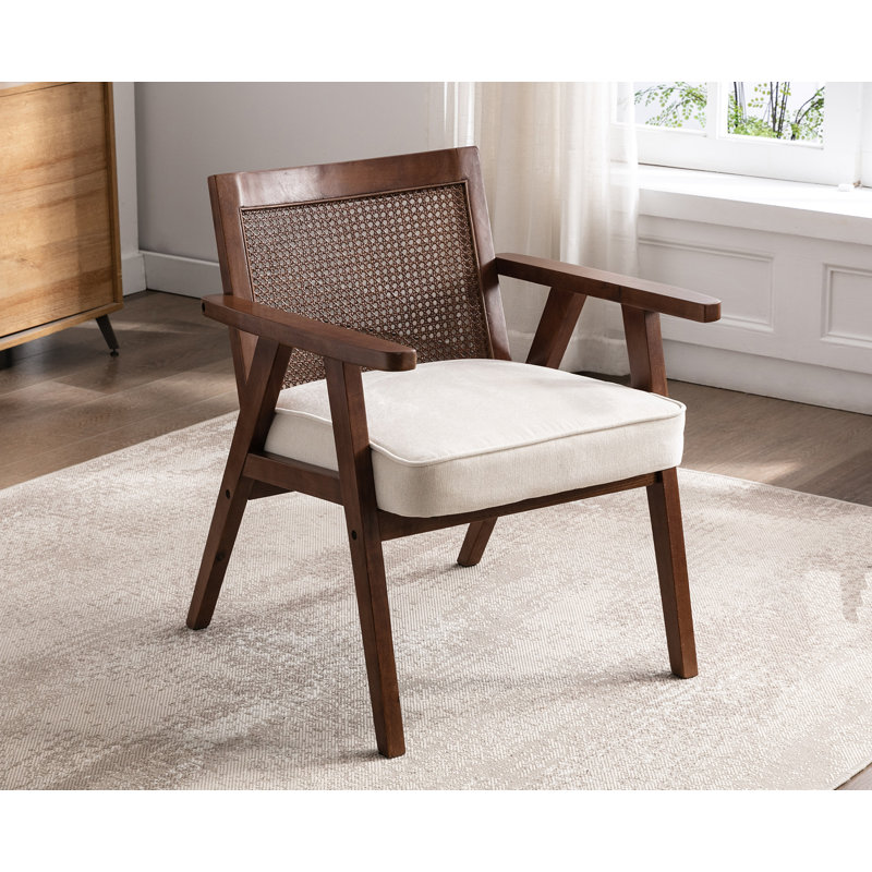 Fauteuil de 24,8 po de largeur, 100% polyester beige / brun, Noyer