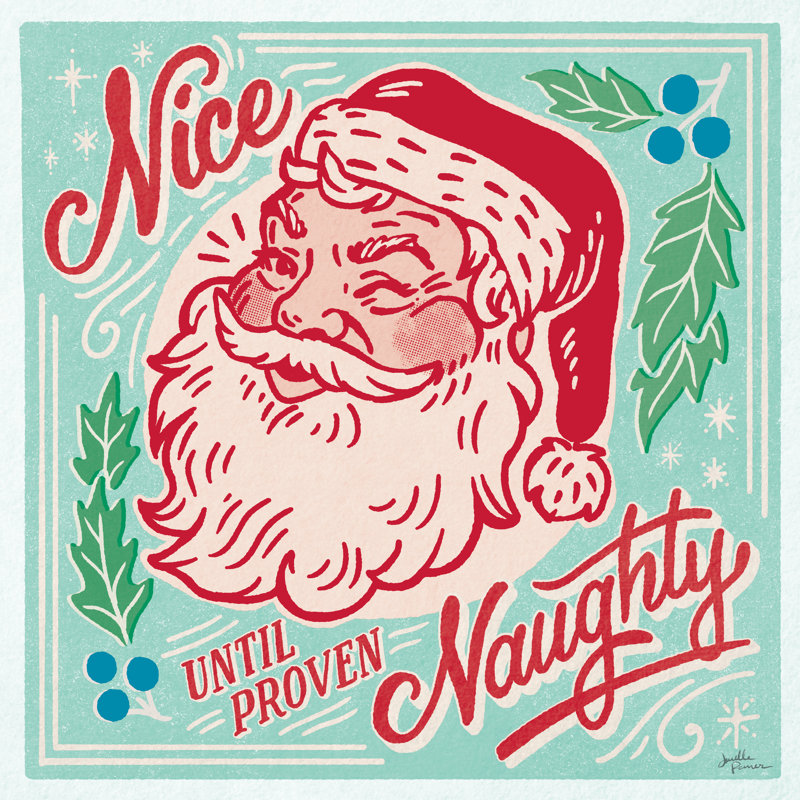 Naughty and Nice II Bright 1 Piece Wrapped Canvas Wall Art, 30cm H x 30cm W