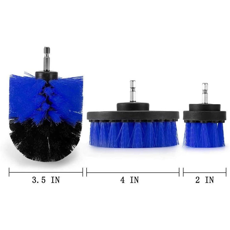 3 Piece Cordless Drill Brush Heavy | Nylon Stiff Bristles | Interchangeable Shafts | Bathroom Surfaces, Grout, Floor, Tub, Shower, Tile, Corners, Kitchen, Automotive, Grill | Fits Most Drills