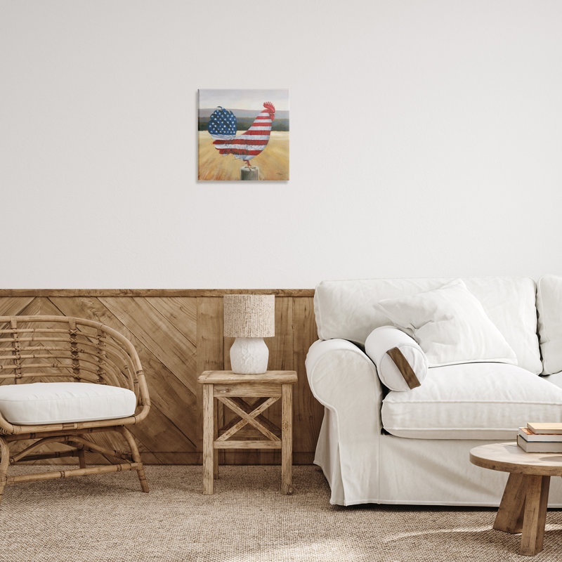 «American Flag Rooster», art mural sur toile par Wellington Studio, H 17 po x l 17 po