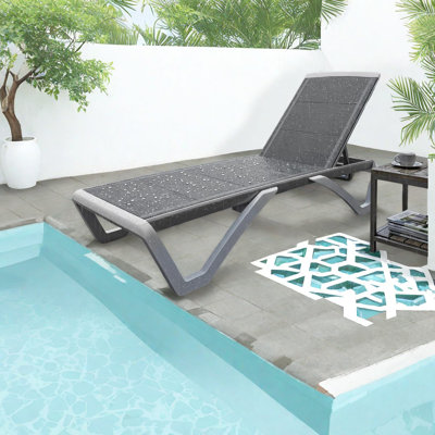 Adjustable Patio Lounge Chairs, Aluminum Modern Portable Pool Set